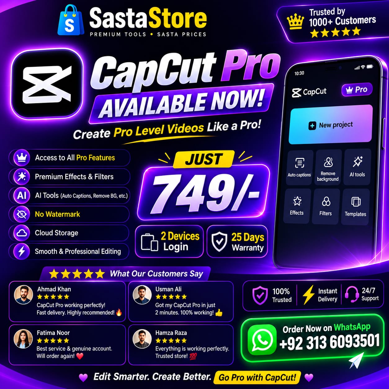 CapCut Pro Monthly 749
