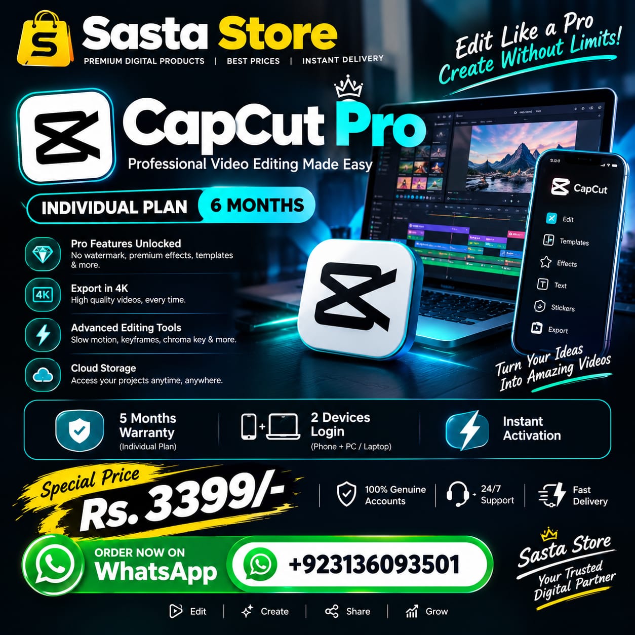 CapCut Pro 6 Months 3399
